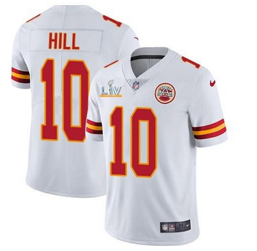 Men's Kansas City Chiefs #10 Tyreek Hill White NFL 2021 Super Bowl LV Stitched Jersey